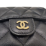 シャネル CHANEL クラシック　チェーンフラップカードケース ブラック キャビア レディース カードケース