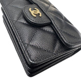 シャネル CHANEL クラシック　チェーンフラップカードケース ブラック キャビア レディース カードケース