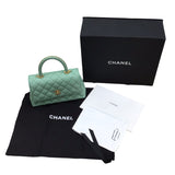 シャネル CHANEL ココハンドルXS ライトグリーン キャビアスキン レディース ハンドバッグ