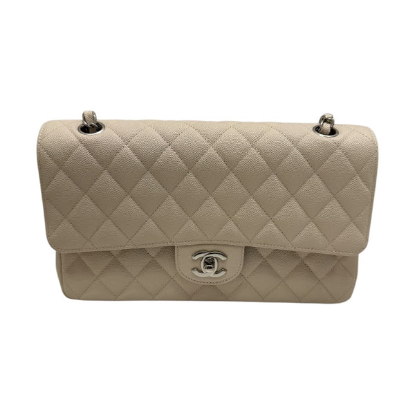 シャネル CHANEL マトラッセ２５ クリーム レザー キャビアスキン ユニセックス ショルダーバッグ