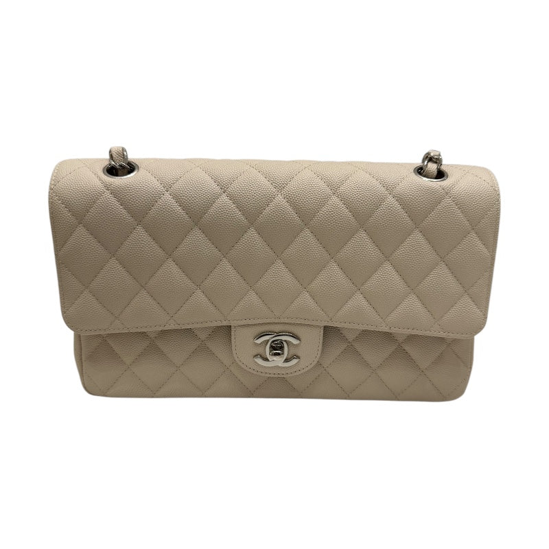 シャネル CHANEL マトラッセ２５ クリーム レザー キャビアスキン ユニセックス ショルダーバッグ