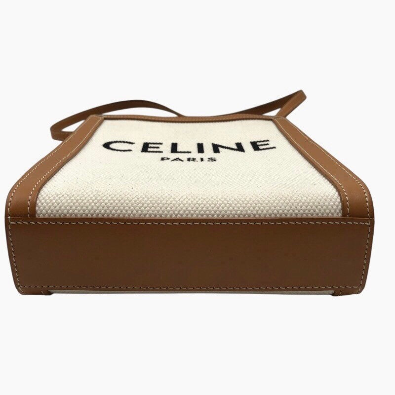 セリーヌ CELINE ミニパーティカルカバ 193302 タン カーフ キャンバス レディース ショルダーバッグ