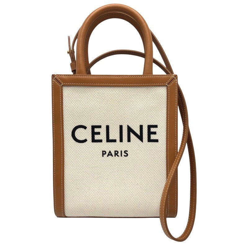 セリーヌ CELINE ミニパーティカルカバ 193302 タン カーフ キャンバス レディース ショルダーバッグ