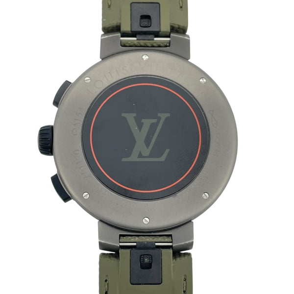 ルイ・ヴィトン LOUIS VUITTON タンブールアウトドアクロノグラフGMT アーバンジャングル QA154Z グリーン SS メンズ 腕時計