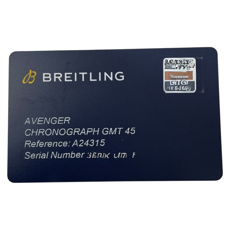 ブライトリング BREITLING アベンジャー　クロノグラフ　GMT45 A24315101C1X1 ステンレススチール メンズ 腕時計