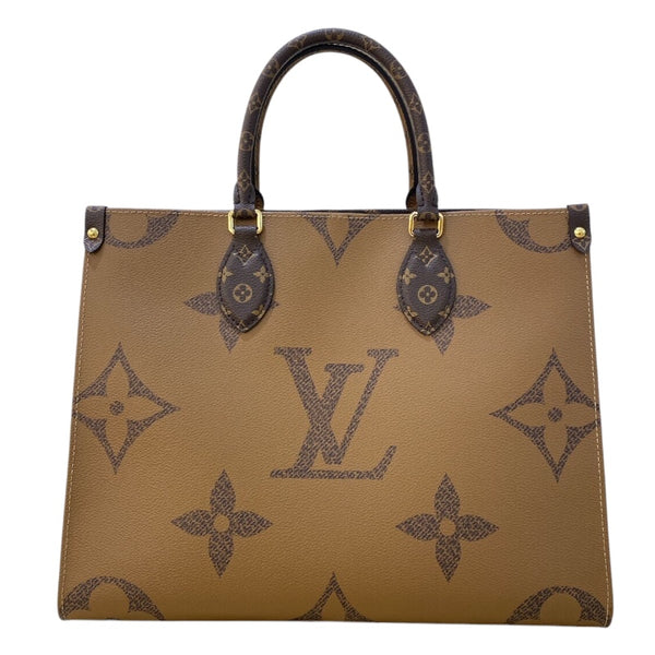 ルイ・ヴィトン LOUIS VUITTON オンザゴーＭＭ Ｍ45321 ブラウン モノグラム ジャイアント・リバース レディース ハンドバッグ