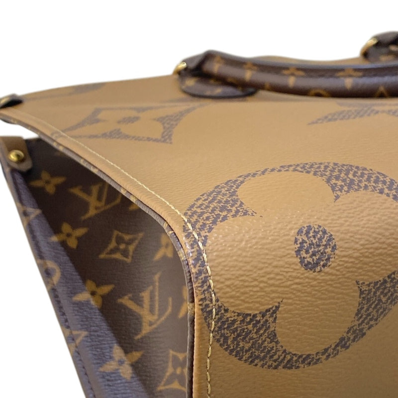 ルイ・ヴィトン LOUIS VUITTON オンザゴーＭＭ Ｍ45321 ブラウン モノグラム ジャイアント・リバース レディース ハンドバッグ