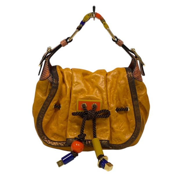 ルイ・ヴィトン LOUIS VUITTON カラハリPM M97000 イエロー レザー/パイソン レディース ハンドバッグ