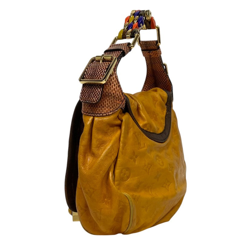 ルイ・ヴィトン LOUIS VUITTON カラハリPM M97000 イエロー レザー/パイソン レディース ハンドバッグ