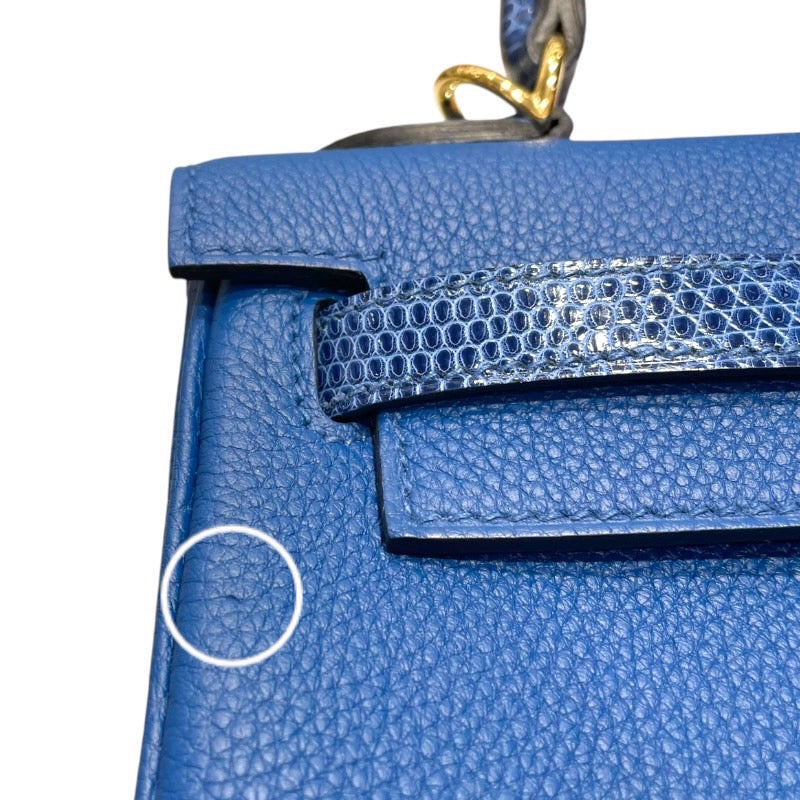 エルメス HERMES ケリー25 タッチ U刻 ブルーフランス　ゴールド金具  トゴ×リザード レディース ショルダーバッグ エルメス HERMES ケリー25 タッチ U刻 ブルーフランス ゴールド金具