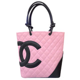 シャネル CHANEL カンボントートミディアム A25167 ピンク　ブラック ラム レディース ショルダーバッグ