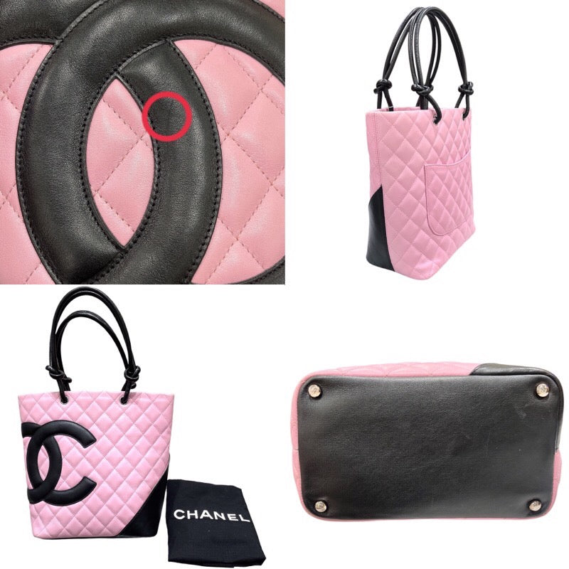 シャネル CHANEL カンボントートミディアム A25167 ピンク　ブラック ラム レディース ショルダーバッグ