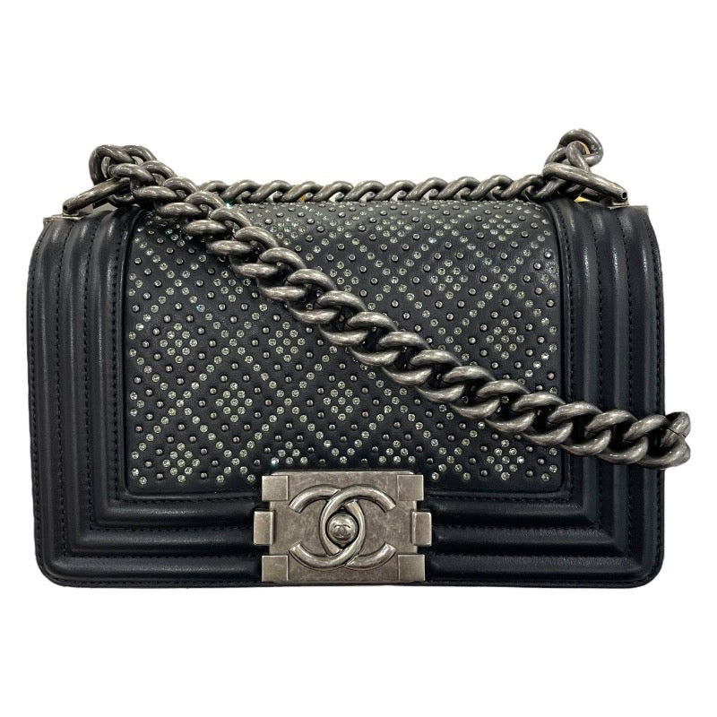 シャネル CHANEL ボーイシャネル20 A67085 ブラック　シルバー金具 スタッズ・カーフ レディース ショルダーバッグ