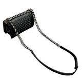 シャネル CHANEL ボーイシャネル20 A67085 ブラック　シルバー金具 スタッズ・カーフ レディース ショルダーバッグ