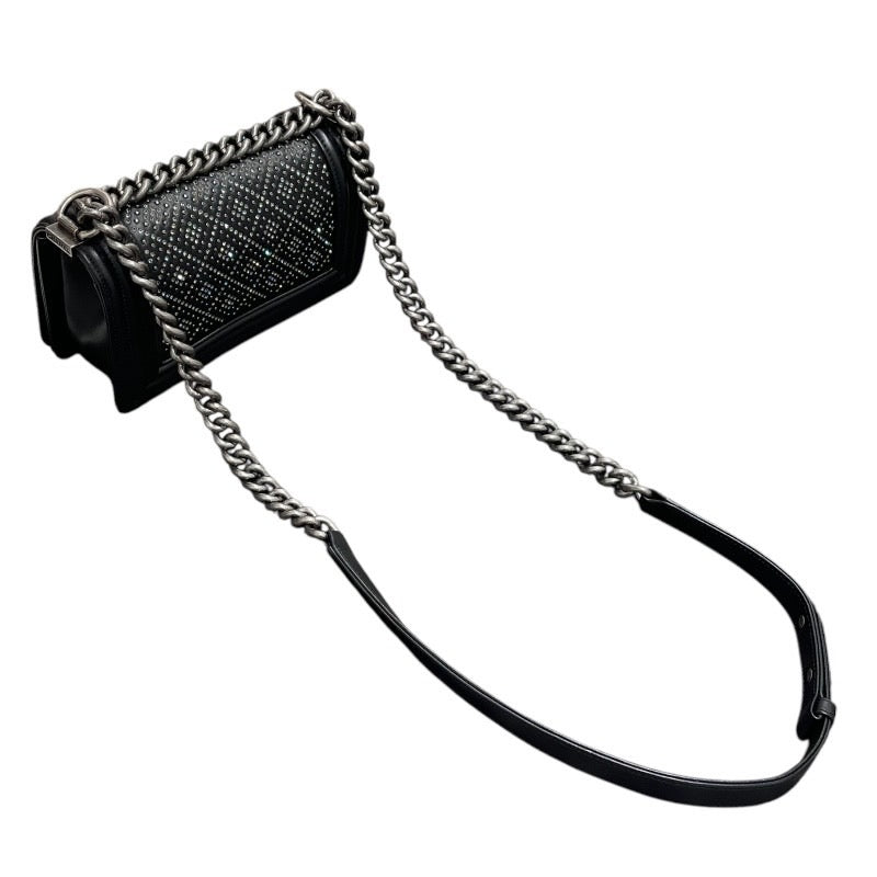 シャネル CHANEL ボーイシャネル20 A67085 ブラック　シルバー金具 スタッズ・カーフ レディース ショルダーバッグ