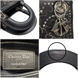 クリスチャン・ディオール Christian Dior レディディオールミニ ブラック レザー×スパンコール レディース ショルダーバッグ