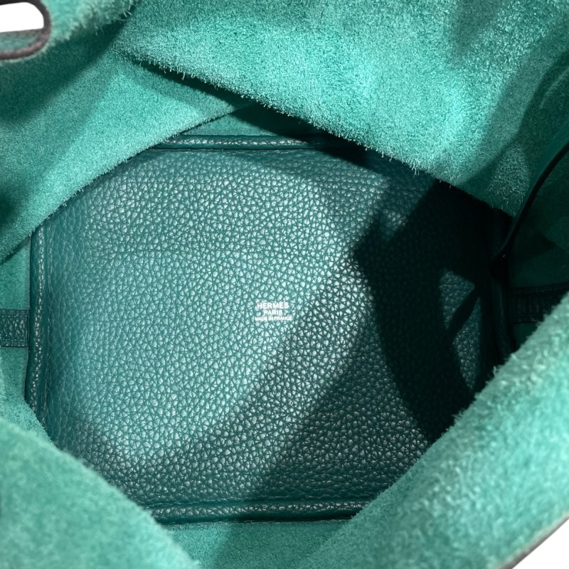 エルメス HERMES ピコタンロックMM T刻 マラカイト×SV金具 トリヨン レディース ハンドバッグ