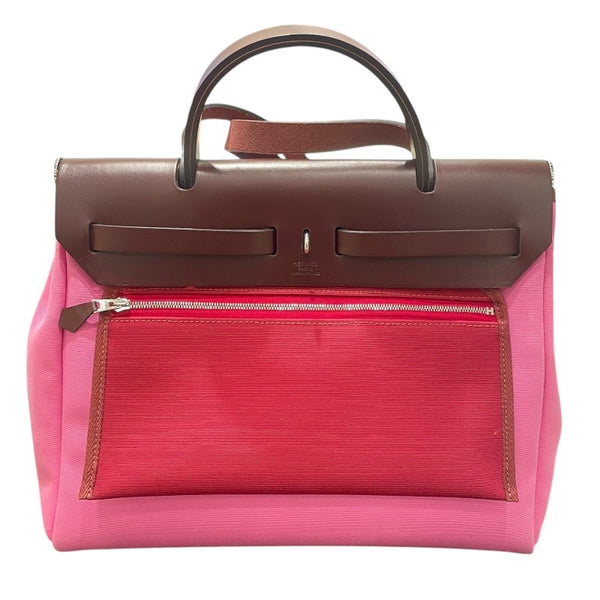 エルメス HERMES エールバッグジップPM Z刻 ピンク　シルバー金具 トワル レディース ショルダーバッグ