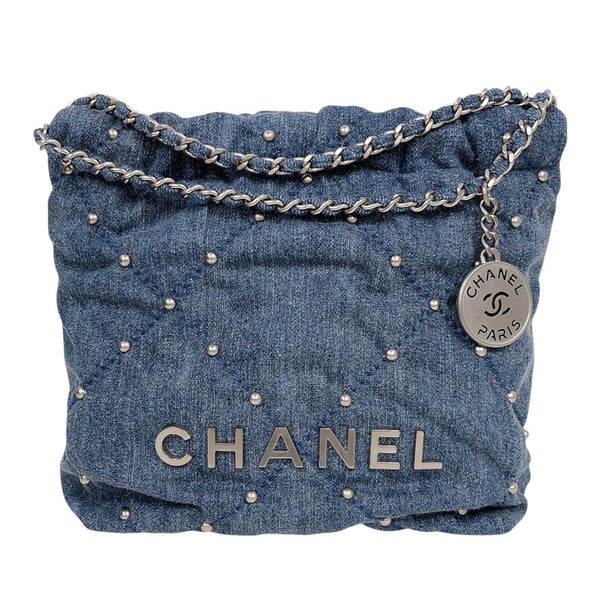シャネル CHANEL CHANEL22ミニ AS3980 ブルー シルバー金具 デニム