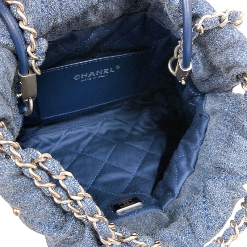 シャネル CHANEL CHANEL22ミニ AS3980 ブルー シルバー金具 デニム レディース ショルダーバッグ