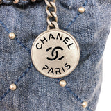シャネル CHANEL CHANEL22ミニ AS3980 ブルー シルバー金具 デニム レディース ショルダーバッグ