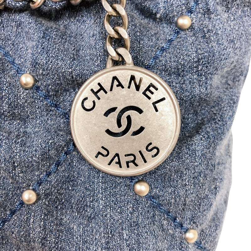 シャネル CHANEL CHANEL22ミニ AS3980 ブルー シルバー金具 デニム レディース ショルダーバッグ