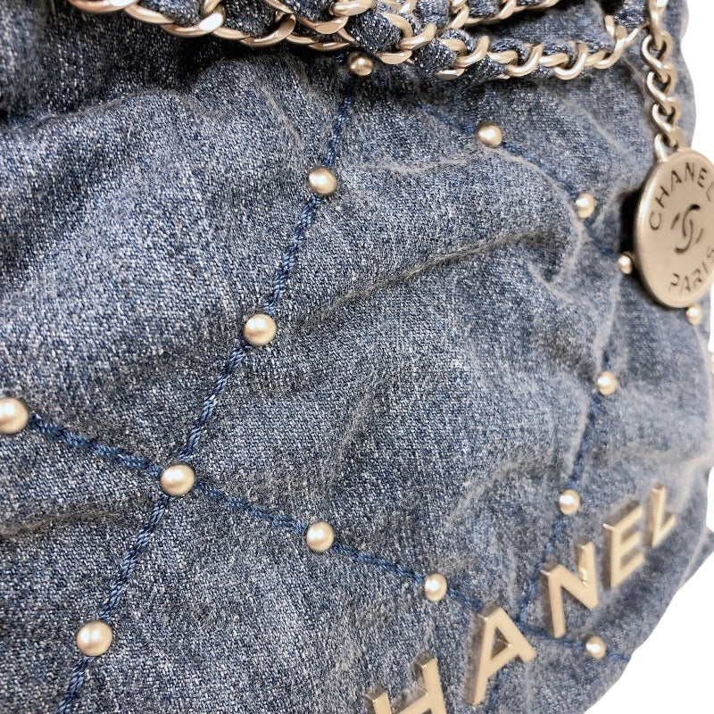 シャネル CHANEL CHANEL22ミニ AS3980 ブルー シルバー金具 デニム レディース ショルダーバッグ