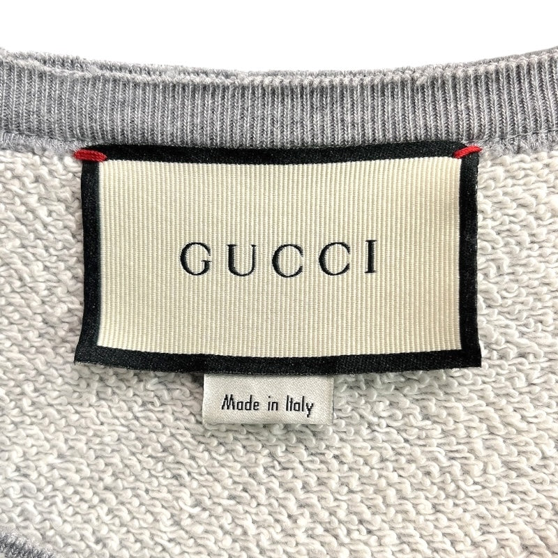 グッチ GUCCI ダメージスウェットシャツ XS 475373 グレー コットン メンズ スウェット