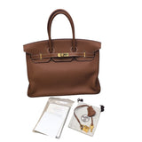 エルメス HERMES バーキン35 ゴールド トゴ レディース ハンドバッグ