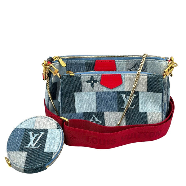ルイ・ヴィトン LOUIS VUITTON ミュルティ・ポシェット・アクセソワ―ル M44990 ブルー モノグラム・デニム レディース ショルダーバッグ