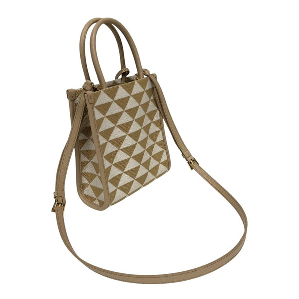 プラダ PRADA シンボル エンブロイダリーファブリック ミニバッグ 1BA355 ベージュ ファブリック レディース トートバッグ