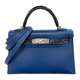 エルメス HERMES ミニケリー2 タッチ W刻 ブルーマリン/SV金具 アリゲーター・マダム レディース ショルダーバッグ