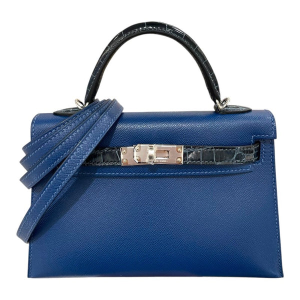 エルメス HERMES ミニケリー2 タッチ W刻 ブルーマリン/SV金具 アリゲーター・マダム レディース ショルダーバッグ