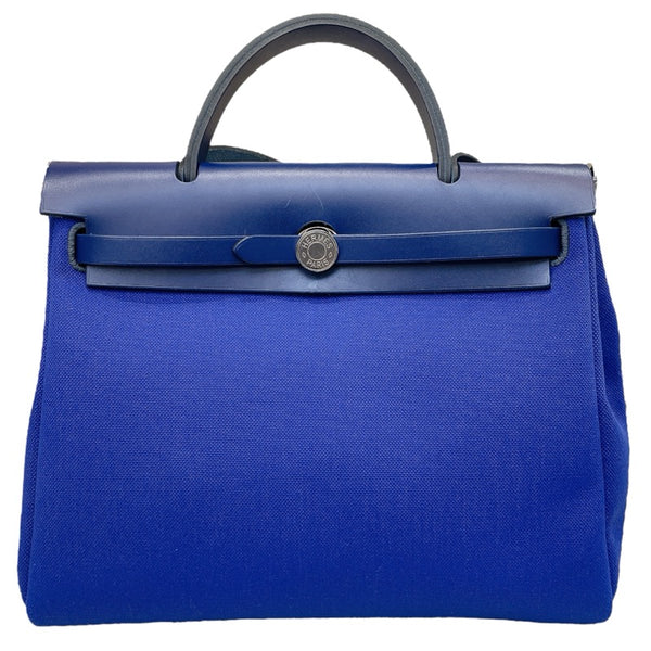エルメス HERMES エールバッグジップPM B刻 ブルー シルバー金具  トワル レディース ショルダーバッグ