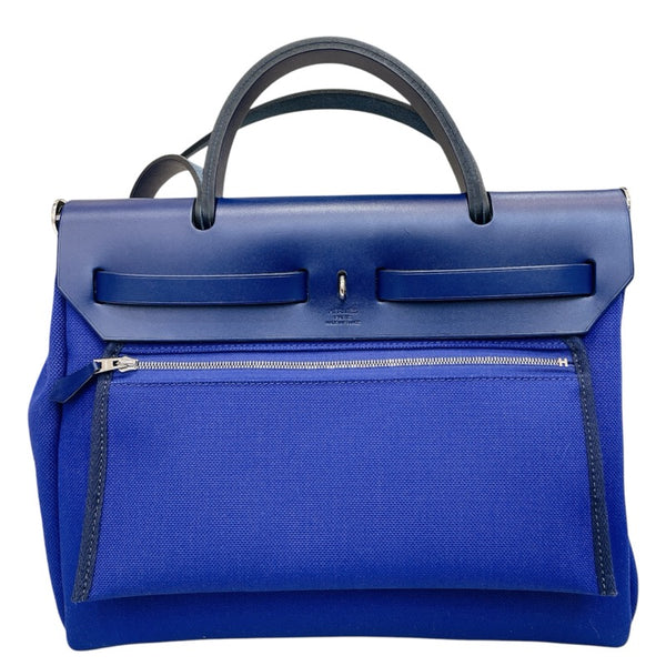 エルメス HERMES エールバッグジップPM B刻 ブルー シルバー金具  トワル レディース ショルダーバッグ