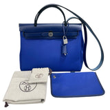 エルメス HERMES エールバッグジップPM B刻 ブルー シルバー金具  トワル レディース ショルダーバッグ