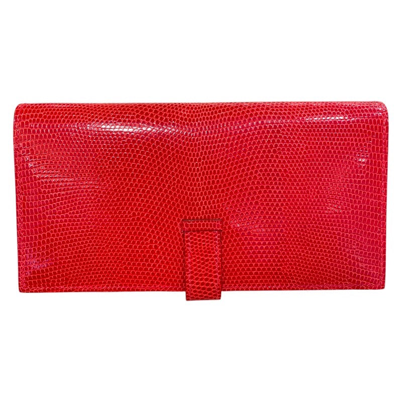 エルメス HERMES ベアンスフレ □P刻 レッド ゴールド金具 リザード
