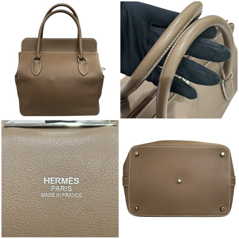 エルメス HERMES ツールボックス26 □P刻 エトゥープ　シルバー金具 スイフト レディース ハンドバッグ