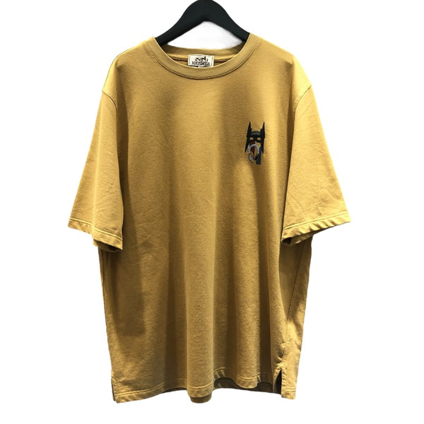 エルメス HERMES レザーミニパッチＴシャツ イエロー コットン メンズ 半袖Ｔシャツ