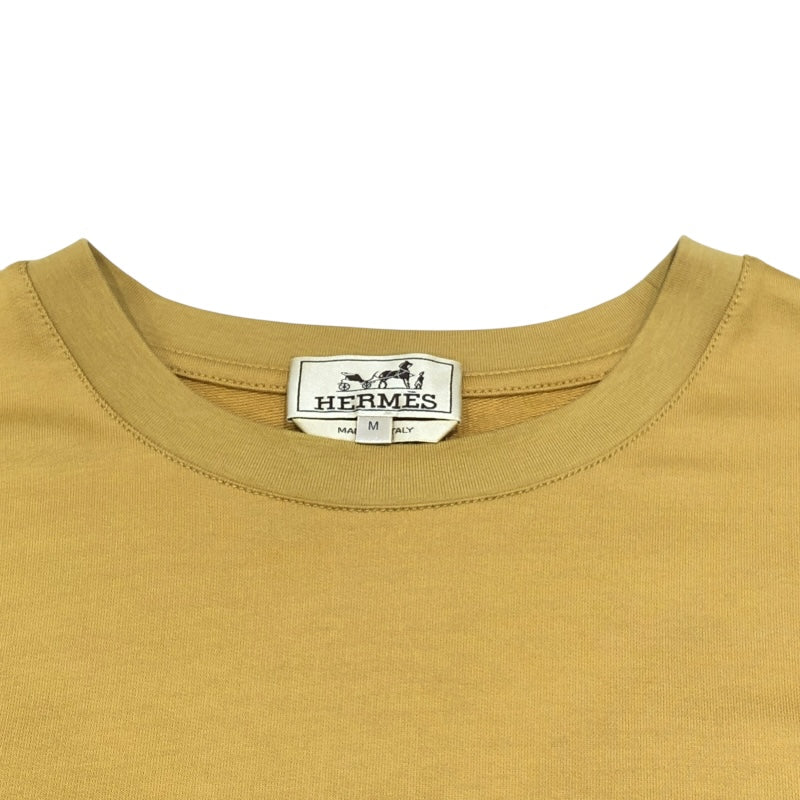 エルメス HERMES レザーミニパッチＴシャツ イエロー コットン メンズ 半袖Ｔシャツ