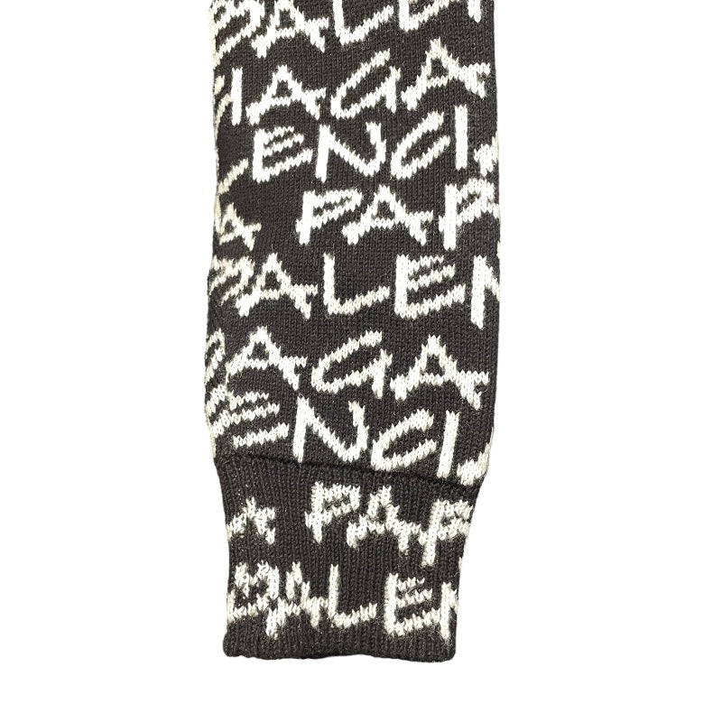 バレンシアガ BALENCIAGA ロゴ総柄ニットセーター 599826 ブラック コットン メンズ セーター