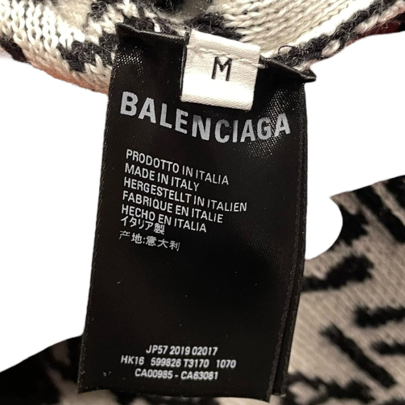バレンシアガ BALENCIAGA ロゴ総柄ニットセーター 599826 ブラック コットン メンズ セーター