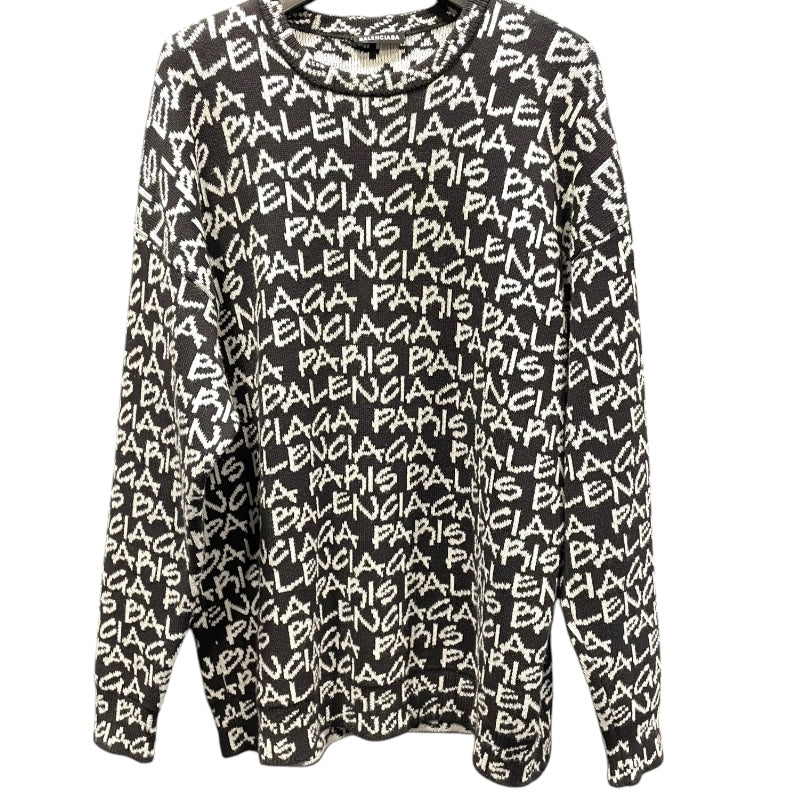バレンシアガ BALENCIAGA ロゴ総柄ニットセーター 599826 ブラック コットン メンズ セーター