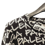 バレンシアガ BALENCIAGA ロゴ総柄ニットセーター 599826 ブラック コットン メンズ セーター