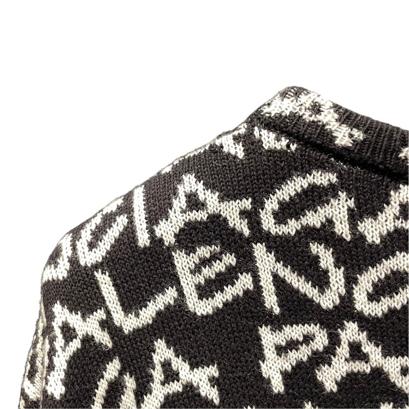 バレンシアガ BALENCIAGA ロゴ総柄ニットセーター 599826 ブラック コットン メンズ セーター
