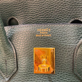 エルメス HERMES バーキン35 ▢F刻（2002年製） ヴェールアングレ ゴールド金具 アルデンヌ ユニセックス ハンドバッグ