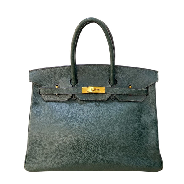 エルメス HERMES バーキン35 ▢F刻（2002年製） ヴェールアングレ ゴールド金具 アルデンヌ ユニセックス ハンドバッグ