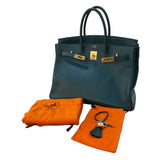 エルメス HERMES バーキン35 ▢F刻（2002年製） ヴェールアングレ ゴールド金具 アルデンヌ ユニセックス ハンドバッグ