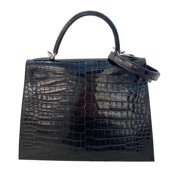 エルメス HERMES ケリー28 □E刻（2001年製） ブラック シルバー金具 ポロサス レディース ハンドバッグ