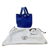 エルメス HERMES ピコタンロックタッチMM A刻 ブルーエレクトリック シルバー金具 トリヨン/アリゲーターマット レディース ハンドバッグ